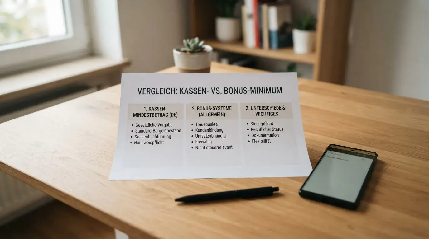 Übersicht zu Kassen-Minimum, Bonus-Minimum und Mindestauszahlung bei 20 Euro