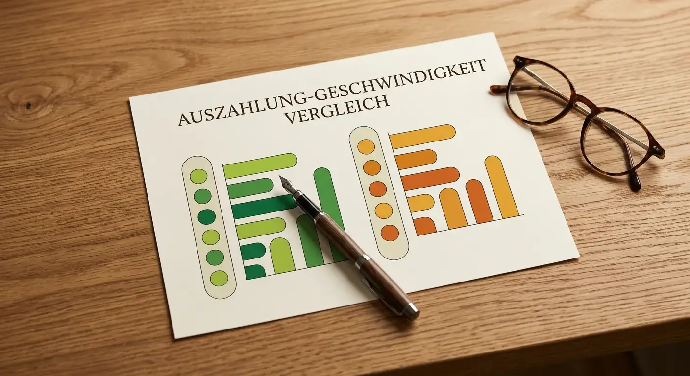 Vergleichstabelle mit abstrakten Balkendiagrammen auf einem Holztisch