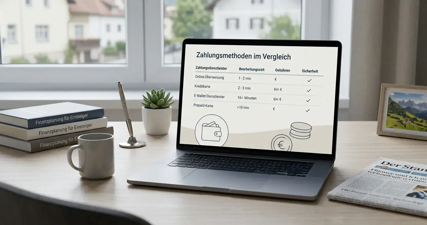 PayPal-Zahlung und österreichischer Casino-Vergleich auf einem Schreibtisch