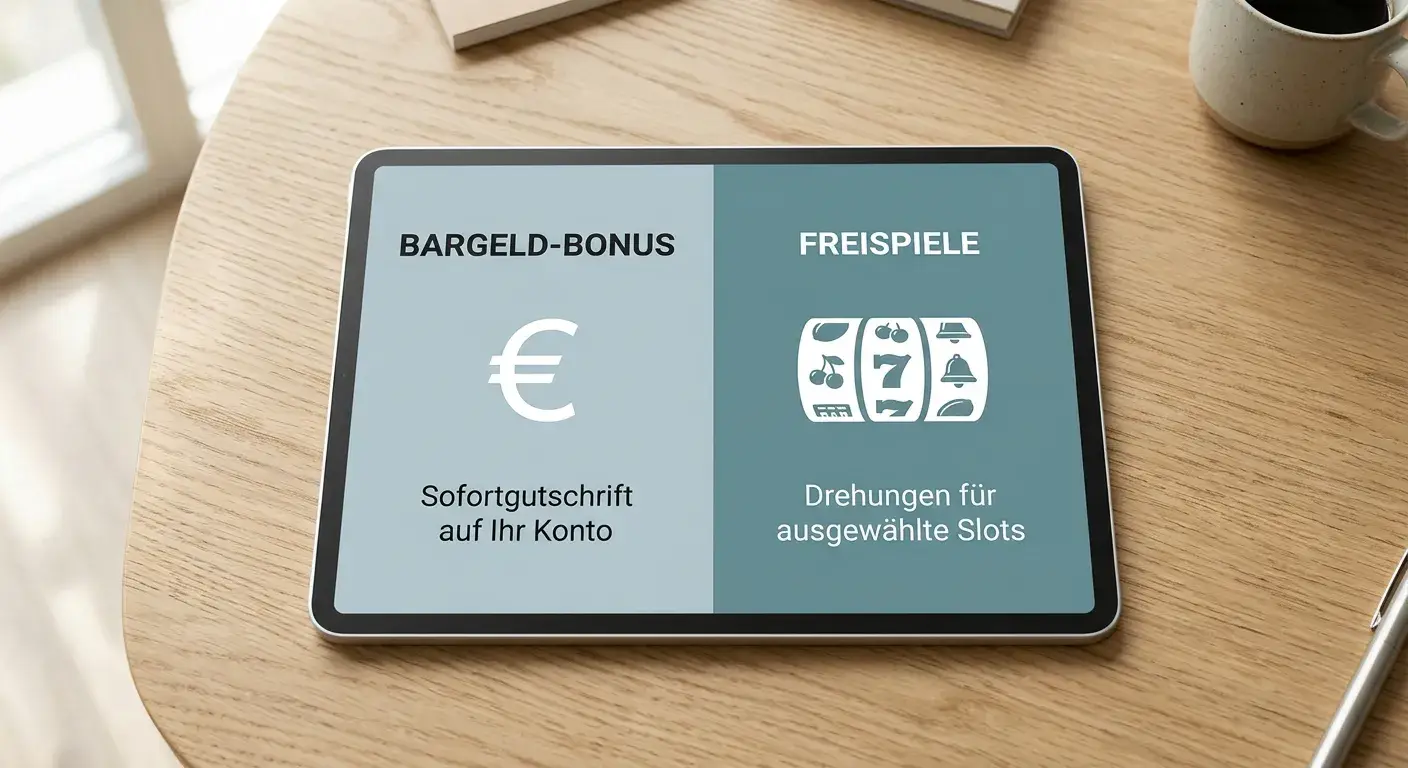 Vergleich zwischen Echtgeld-Bonus und Freispielen auf Tablet