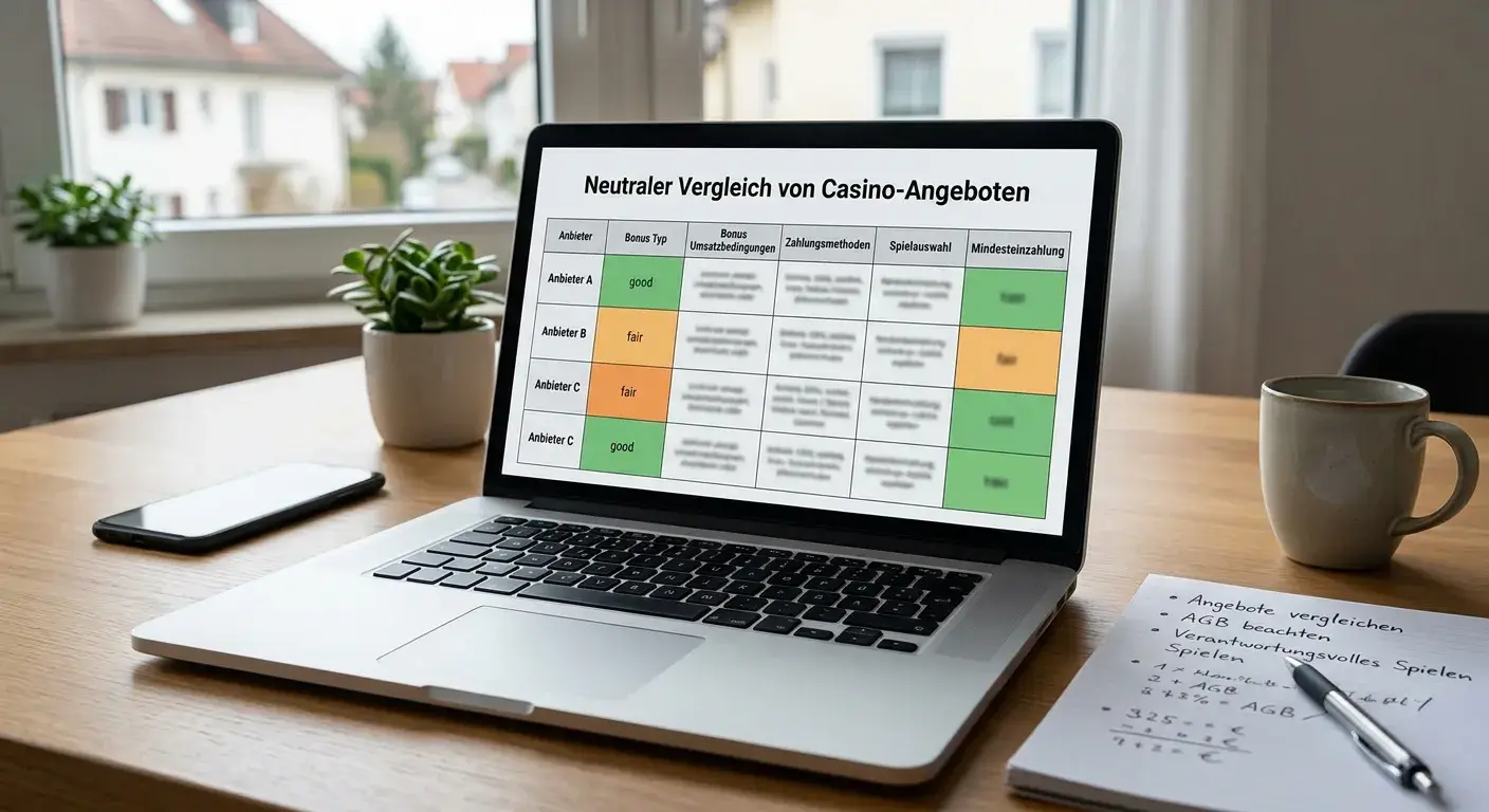 Neutrale Vergleichstabelle für ausländische Casinoangebote
