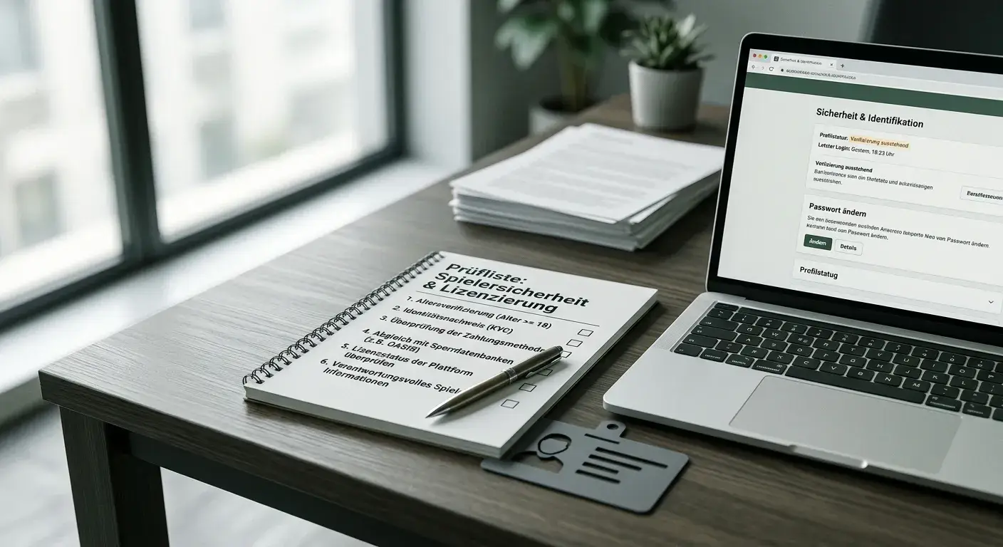 Checkliste mit Betreiber, Lizenz, KYC und Auszahlungsbedingungen