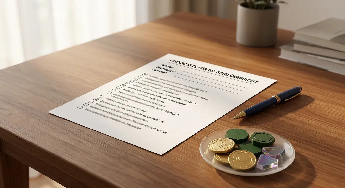 Checkliste mit Bonusbedingungen