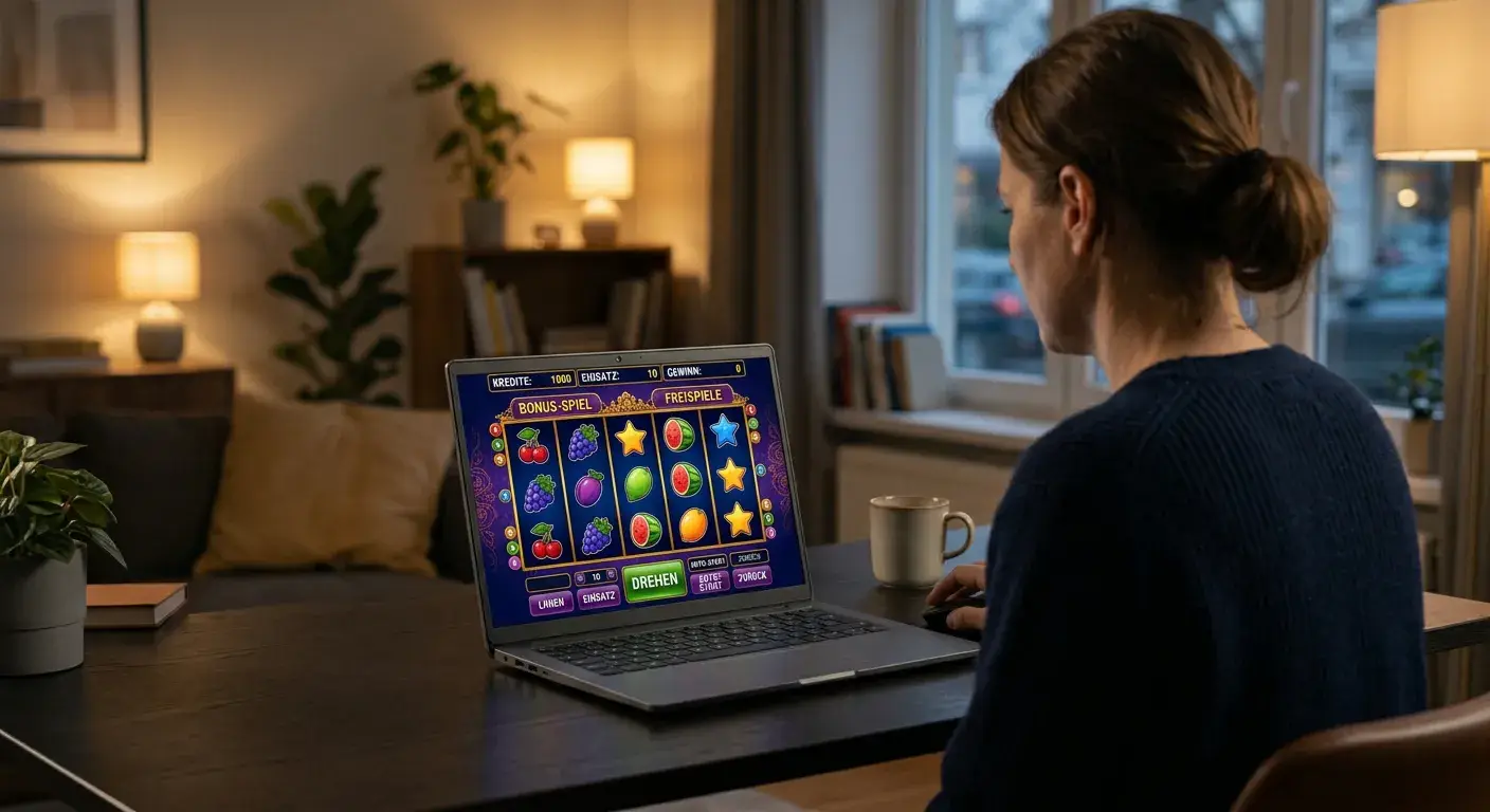 Neutrale Freispiele und Spielautomaten auf einem Laptop