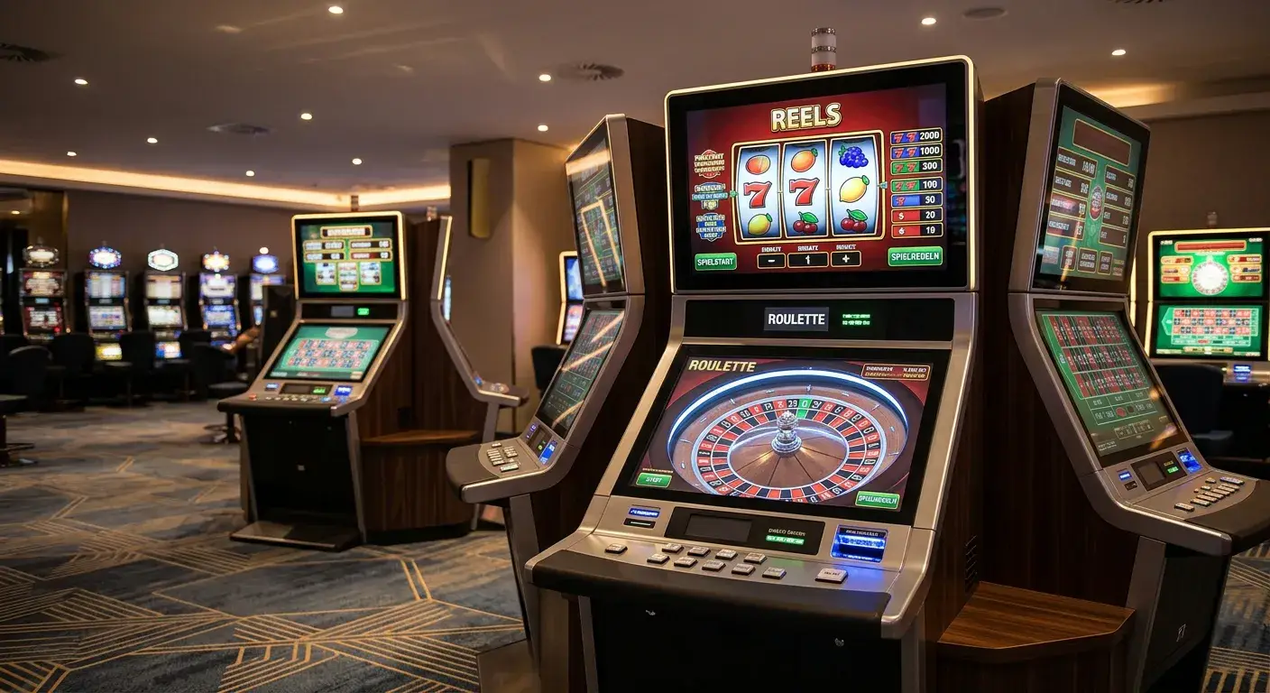 Neutrale Darstellung von Freispielen und Spielautomaten ohne erkennbare Marke