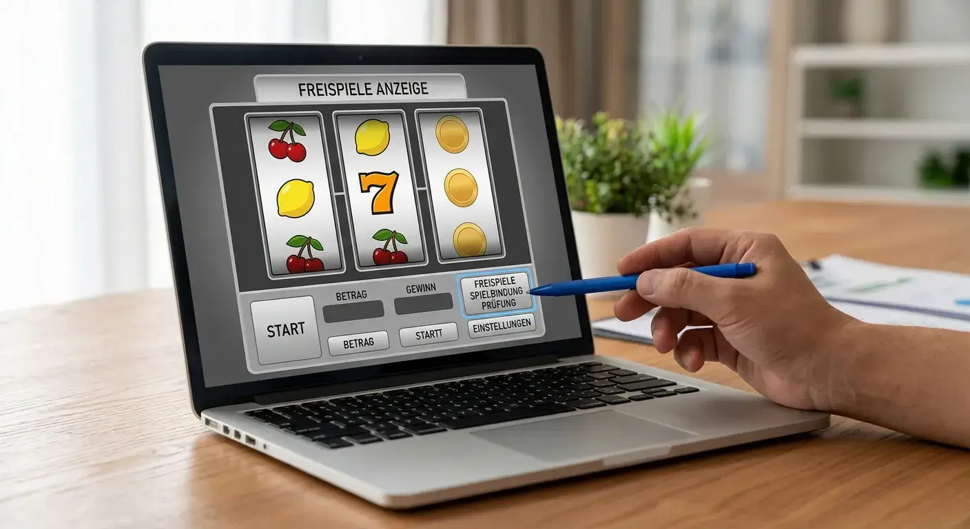 Neutrale Spielautomaten-Ansicht mit markierter Spielbindung in einem Bonusangebot