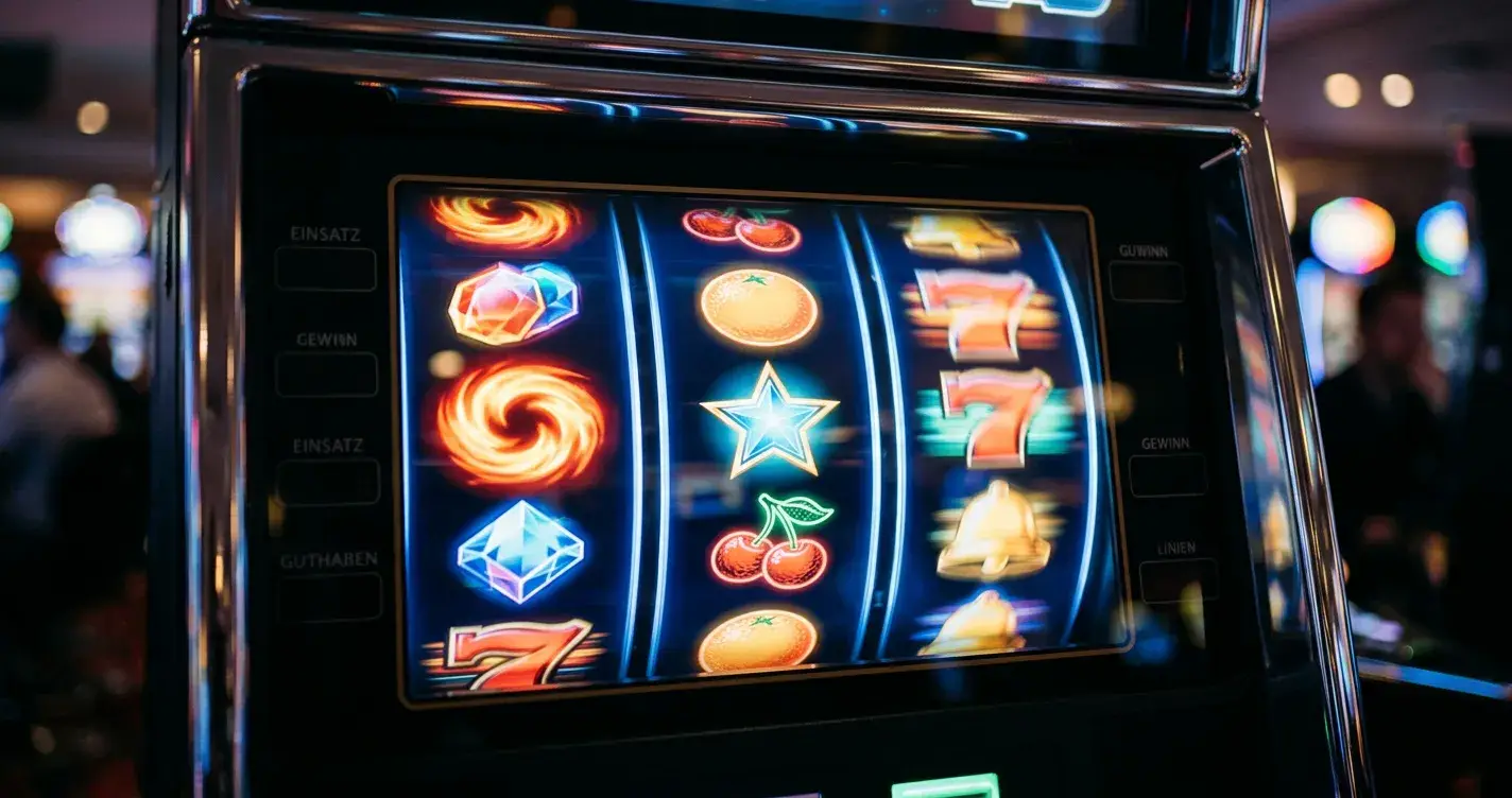 Generische Spielautomaten-Walzen mit abstrakten Symbolen auf digitalem Bildschirm