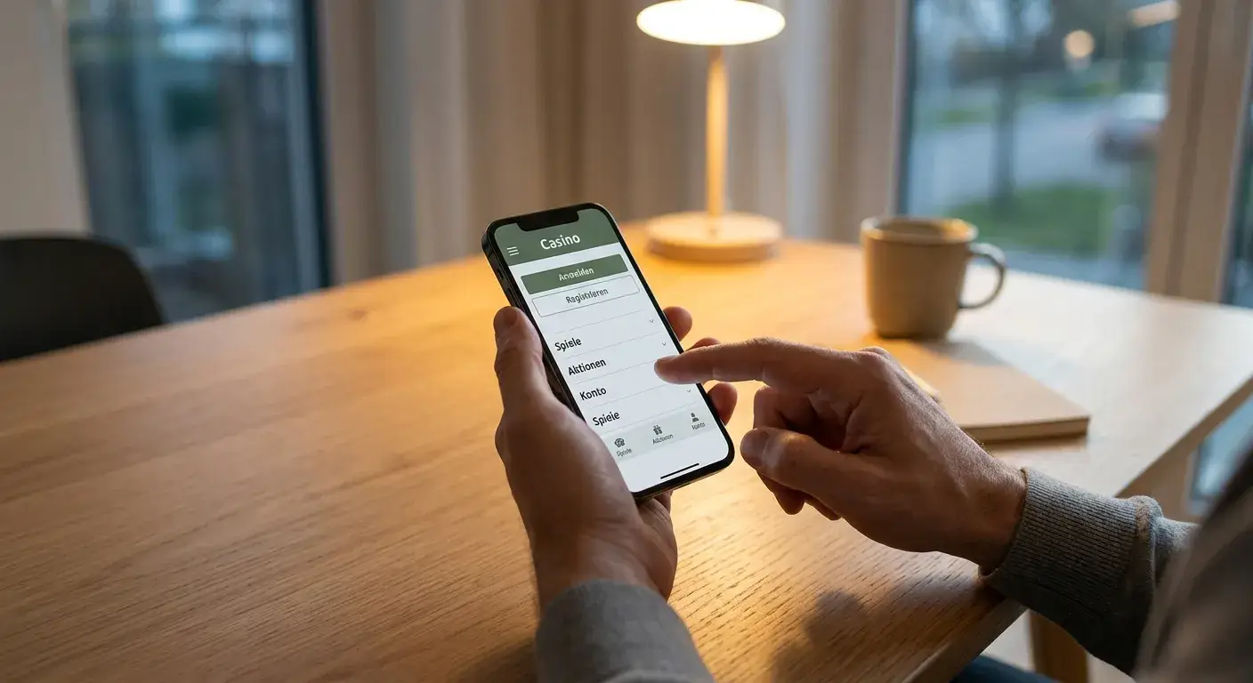 Smartphone mit neutraler responsiver Casino-Oberfläche