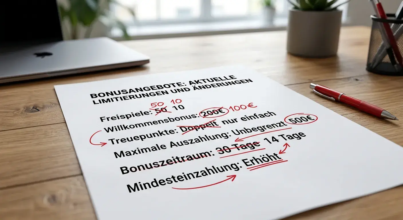 Bonusangebot-Dokument mit durchgestrichenen Promotionen