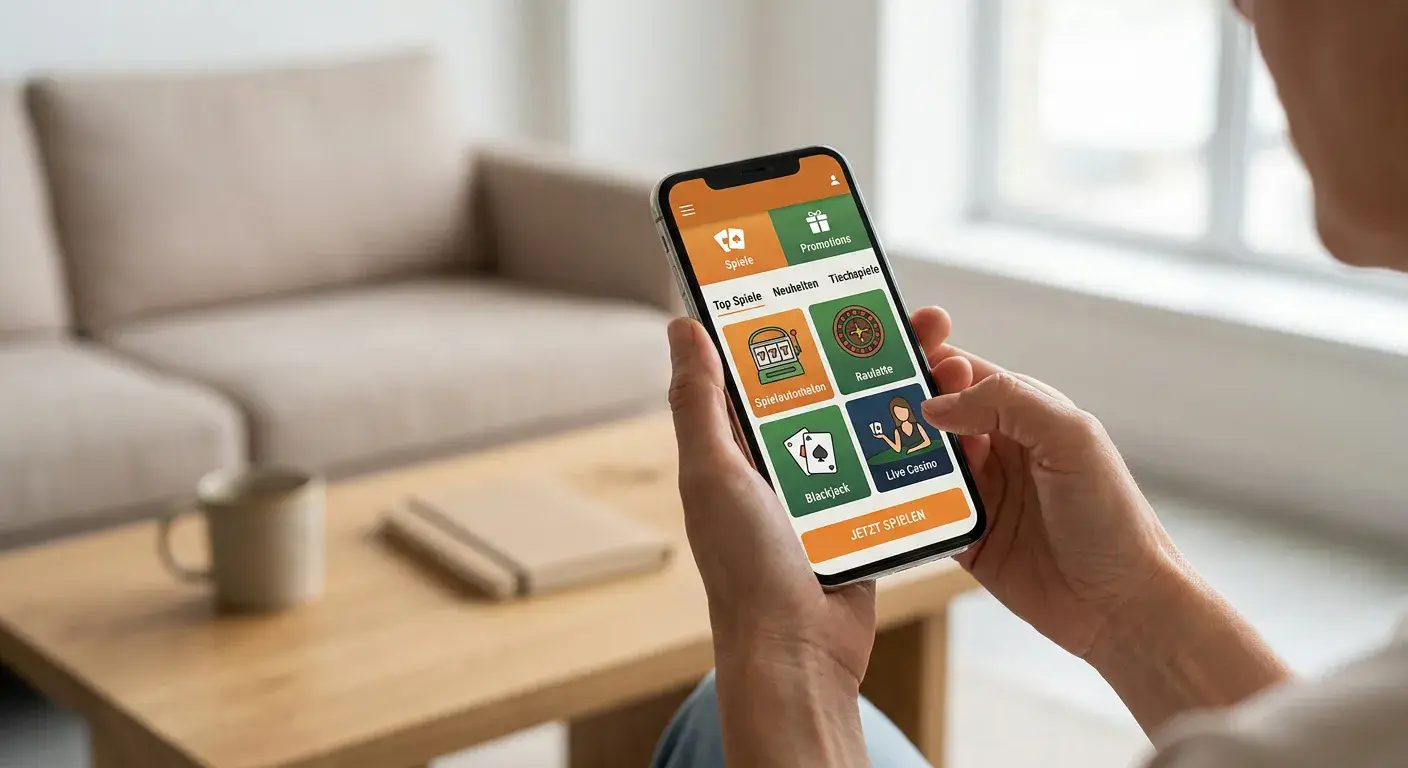 Smartphone mit neutraler mobiler Casino-Oberfläche