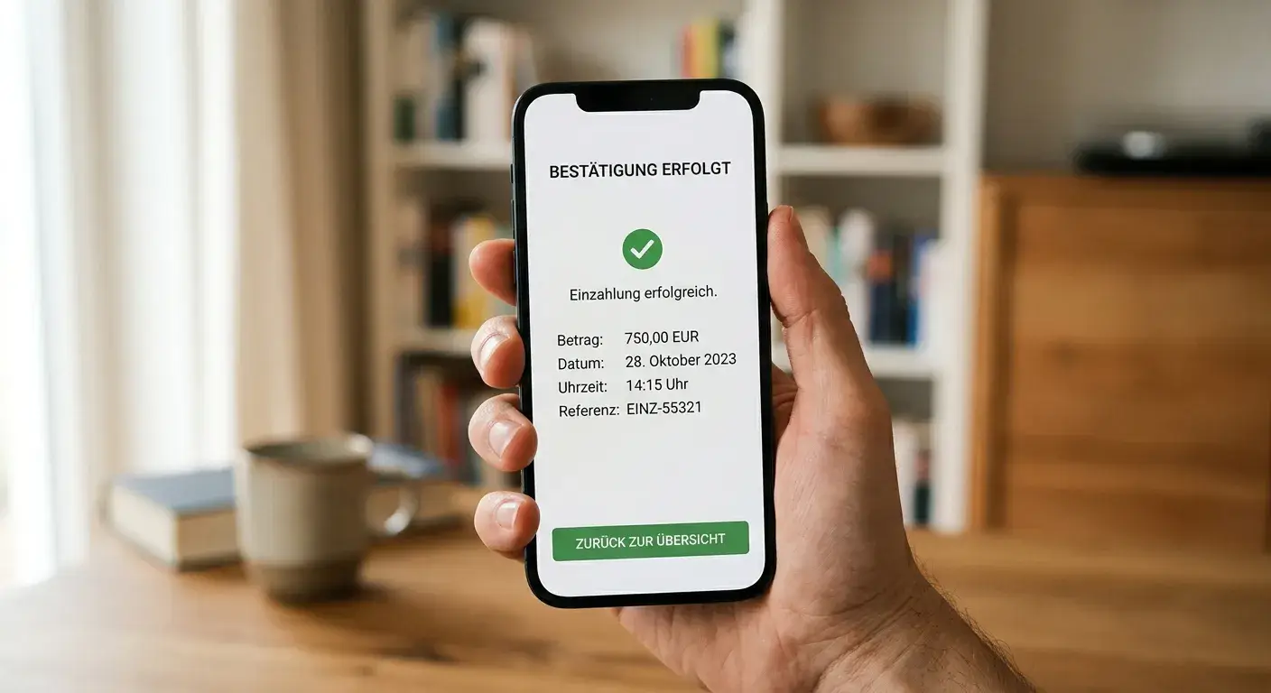 Smartphone mit Banking-Freigabe per TAN für die Casino-Einzahlung