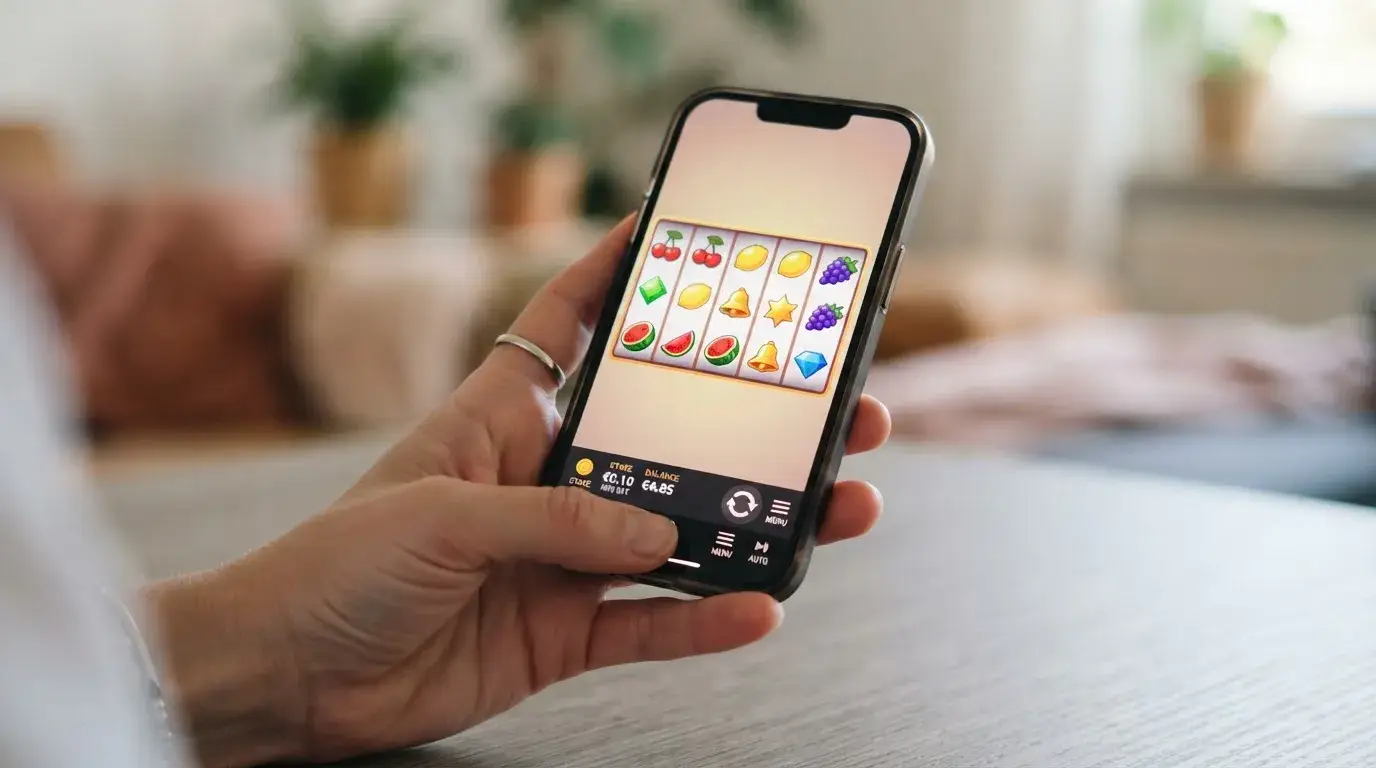 Smartphone mit neutralem Spielautomaten und niedriger Einsatzanzeige
