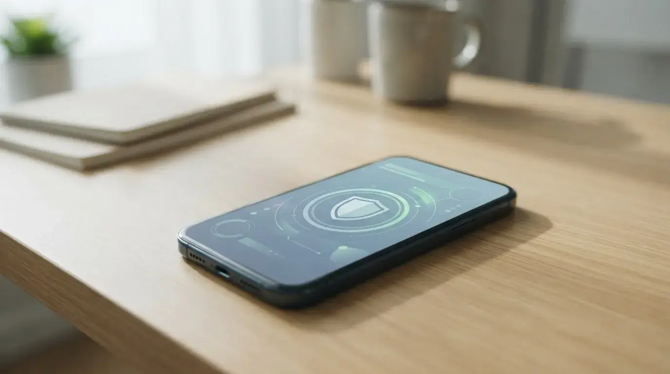 Smartphone mit neutraler Casino-Oberfläche und Hinweise zum Spielerschutz