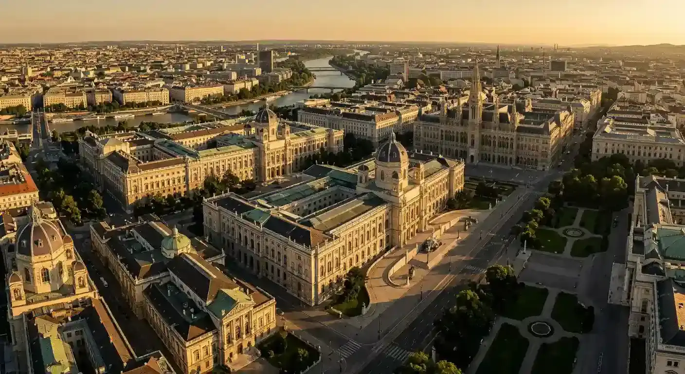 Blick auf das Wiener Regierungsviertel mit historischen Gebäuden