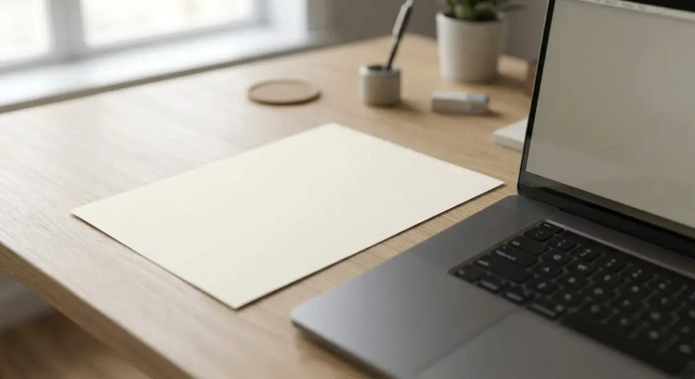 Neutrales Konzessionsdokument neben Laptop ohne Markenlogos