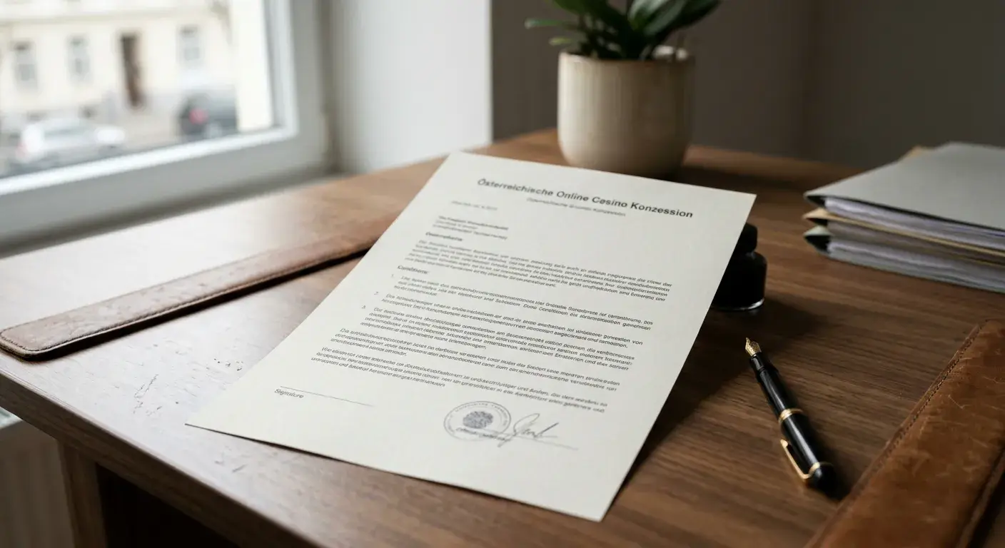 Neutraler österreichischer Konzessionsnachweis auf einem Schreibtisch