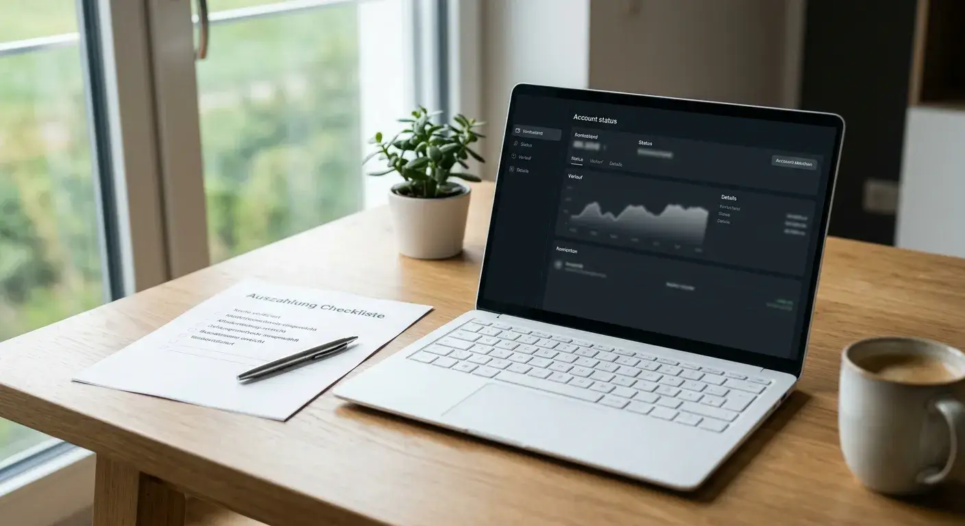 Neutrales österreichisches Konzessionsdokument neben einem Laptop