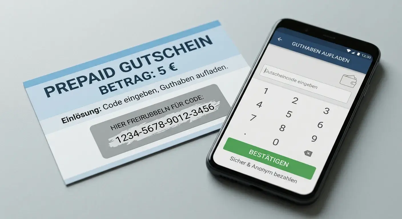 Paysafecard und neutrales Smartphone mit kleiner Einzahlung ohne Markenlogo