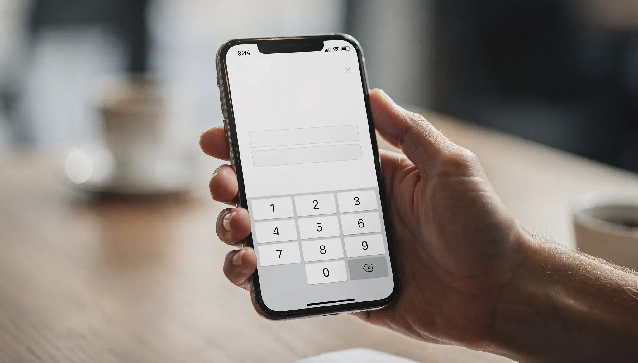 Smartphone mit Casino-Kasse und Eingabefeld für den Prepaid-Code auf dem Display