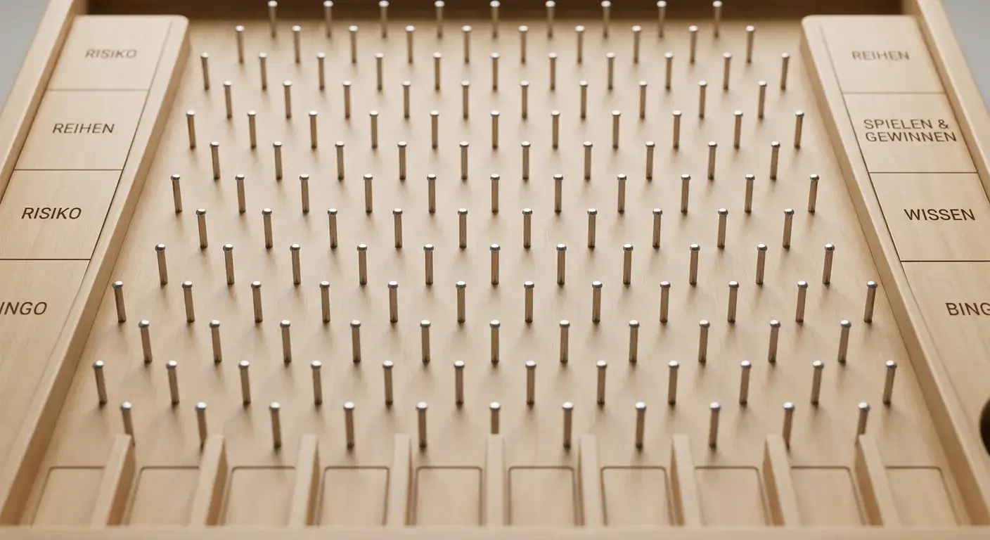 Plinko Board mit Pins und Fächern — Risiko und Reihen erklärt