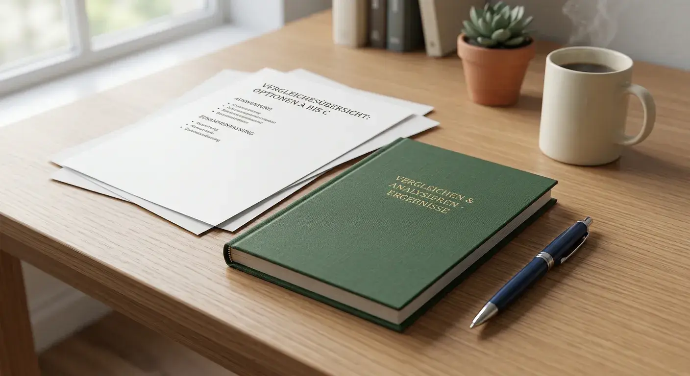 Ruhiger Schreibtisch mit abgeschlossener Rückvergütung-Prüfung und Notizen
