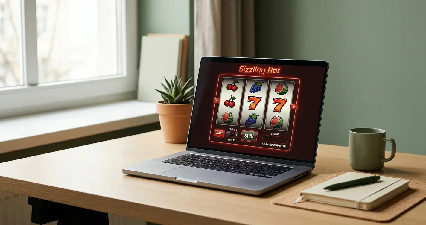 Sizzling Hot Online Casino in Österreich mit Früchtesymbolen und Spielautomaten im Rampenlicht