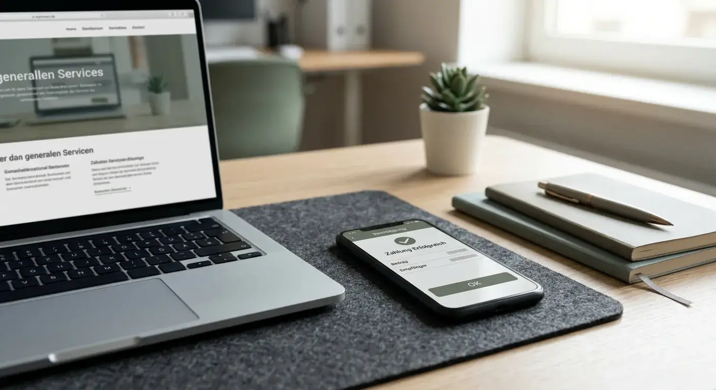 Smartphone mit neutralem Casino-Zahlungsdialog und ruhiger Arbeitsumgebung