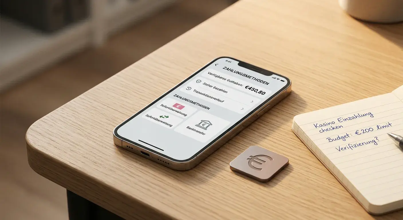 Smartphone mit neutraler Zahlungs-App und ein Euro-Symbol auf einem Schreibtisch